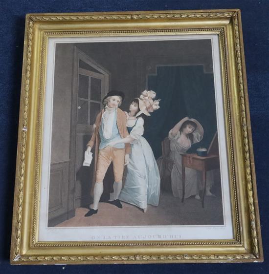 Tresca after Boilly On La Tire AujourdHui and La Douce Resistance 19.25 x 16in.
